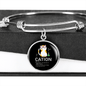 Cute Cat Caption Bracelet Stainless Steel or 18k Gold Circle Bangle-Express Your Love Gifts