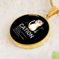 Cute Cat Caption Circle Necklace Stainless Steel or 18k Gold 18-22"-Express Your Love Gifts