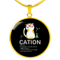Cute Cat Caption Circle Necklace Stainless Steel or 18k Gold 18-22"-Express Your Love Gifts