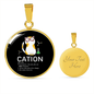 Cute Cat Caption Circle Necklace Stainless Steel or 18k Gold 18-22"-Express Your Love Gifts