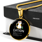 Cute Cat Caption Circle Necklace Stainless Steel or 18k Gold 18-22"-Express Your Love Gifts