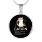 Cute Cat Caption Circle Necklace Stainless Steel or 18k Gold 18-22"-Express Your Love Gifts