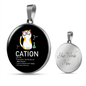 Cute Cat Caption Circle Necklace Stainless Steel or 18k Gold 18-22"-Express Your Love Gifts