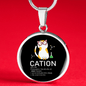Cute Cat Caption Circle Necklace Stainless Steel or 18k Gold 18-22"-Express Your Love Gifts