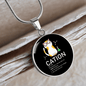 Cute Cat Caption Circle Necklace Stainless Steel or 18k Gold 18-22"-Express Your Love Gifts