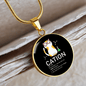 Cute Cat Caption Circle Necklace Stainless Steel or 18k Gold 18-22"-Express Your Love Gifts