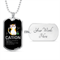Cute Cat Caption Necklace Stainless Steel or 18k Gold Dog Tag 24" Chain-Express Your Love Gifts