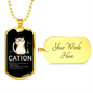 Cute Cat Caption Necklace Stainless Steel or 18k Gold Dog Tag 24" Chain-Express Your Love Gifts