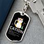 Cute Cat Cation Keychain Stainless Steel or 18k Gold Dog Tag Keyring-Express Your Love Gifts