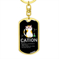 Cute Cat Cation Keychain Stainless Steel or 18k Gold Dog Tag Keyring-Express Your Love Gifts