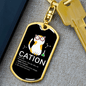 Cute Cat Cation Keychain Stainless Steel or 18k Gold Dog Tag Keyring-Express Your Love Gifts