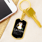 Cute Cat Cation Keychain Stainless Steel or 18k Gold Dog Tag Keyring-Express Your Love Gifts