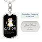 Cute Cat Cation Keychain Stainless Steel or 18k Gold Dog Tag Keyring-Express Your Love Gifts
