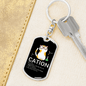 Cute Cat Cation Keychain Stainless Steel or 18k Gold Dog Tag Keyring-Express Your Love Gifts