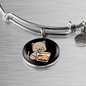 Cute Cat Drinking Bracelet Stainless Steel or 18k Gold Circle Bangle-Express Your Love Gifts