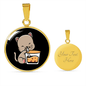 Cute Cat Drinking Circle Necklace Stainless Steel or 18k Gold 18-22"-Express Your Love Gifts