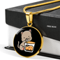 Cute Cat Drinking Circle Necklace Stainless Steel or 18k Gold 18-22"-Express Your Love Gifts