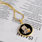 Cute Cat Drinking Circle Necklace Stainless Steel or 18k Gold 18-22"-Express Your Love Gifts
