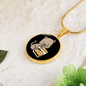 Cute Cat Drinking Circle Necklace Stainless Steel or 18k Gold 18-22"-Express Your Love Gifts