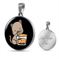 Cute Cat Drinking Circle Necklace Stainless Steel or 18k Gold 18-22"-Express Your Love Gifts