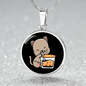 Cute Cat Drinking Circle Necklace Stainless Steel or 18k Gold 18-22"-Express Your Love Gifts