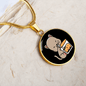 Cute Cat Drinking Circle Necklace Stainless Steel or 18k Gold 18-22"-Express Your Love Gifts