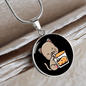 Cute Cat Drinking Circle Necklace Stainless Steel or 18k Gold 18-22"-Express Your Love Gifts