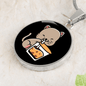 Cute Cat Drinking Circle Necklace Stainless Steel or 18k Gold 18-22"-Express Your Love Gifts