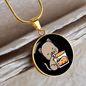 Cute Cat Drinking Circle Necklace Stainless Steel or 18k Gold 18-22"-Express Your Love Gifts
