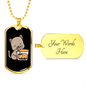 Cute Cat Drinking Necklace Stainless Steel or 18k Gold Dog Tag 24" Chain-Express Your Love Gifts
