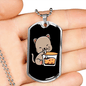 Cute Cat Drinking Necklace Stainless Steel or 18k Gold Dog Tag 24" Chain-Express Your Love Gifts
