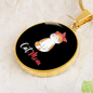 Cute Cat Mom Circle Necklace Stainless Steel or 18k Gold 18-22"-Express Your Love Gifts