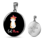 Cute Cat Mom Circle Necklace Stainless Steel or 18k Gold 18-22"-Express Your Love Gifts