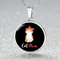 Cute Cat Mom Circle Necklace Stainless Steel or 18k Gold 18-22"-Express Your Love Gifts