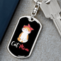 Cute Cat Mom Keychain Stainless Steel or 18k Gold Dog Tag Keyring-Express Your Love Gifts
