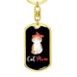 Cute Cat Mom Keychain Stainless Steel or 18k Gold Dog Tag Keyring-Express Your Love Gifts