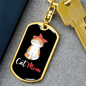 Cute Cat Mom Keychain Stainless Steel or 18k Gold Dog Tag Keyring-Express Your Love Gifts