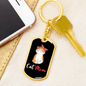 Cute Cat Mom Keychain Stainless Steel or 18k Gold Dog Tag Keyring-Express Your Love Gifts