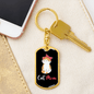 Cute Cat Mom Keychain Stainless Steel or 18k Gold Dog Tag Keyring-Express Your Love Gifts