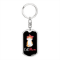Cute Cat Mom Keychain Stainless Steel or 18k Gold Dog Tag Keyring-Express Your Love Gifts