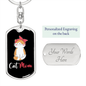 Cute Cat Mom Keychain Stainless Steel or 18k Gold Dog Tag Keyring-Express Your Love Gifts
