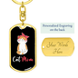 Cute Cat Mom Keychain Stainless Steel or 18k Gold Dog Tag Keyring-Express Your Love Gifts