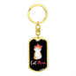 Cute Cat Mom Keychain Stainless Steel or 18k Gold Dog Tag Keyring-Express Your Love Gifts
