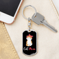 Cute Cat Mom Keychain Stainless Steel or 18k Gold Dog Tag Keyring-Express Your Love Gifts