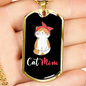 Cute Cat Mom Necklace Stainless Steel or 18k Gold Dog Tag 24" Chain-Express Your Love Gifts