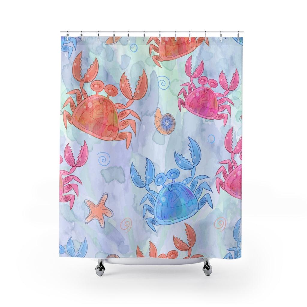 Cute Crabs Pattern Stylish Design 71" x 74" Elegant Waterproof Shower Curtain for a Spa-like Bathroom Paradise Exceptional Craftsmanship-Express Your Love Gifts