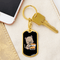 Cute Drinking Cat Keychain Stainless Steel or 18k Gold Dog Tag Keyring-Express Your Love Gifts