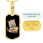 Cute Drinking Cat Keychain Stainless Steel or 18k Gold Dog Tag Keyring-Express Your Love Gifts