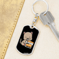 Cute Drinking Cat Keychain Stainless Steel or 18k Gold Dog Tag Keyring-Express Your Love Gifts