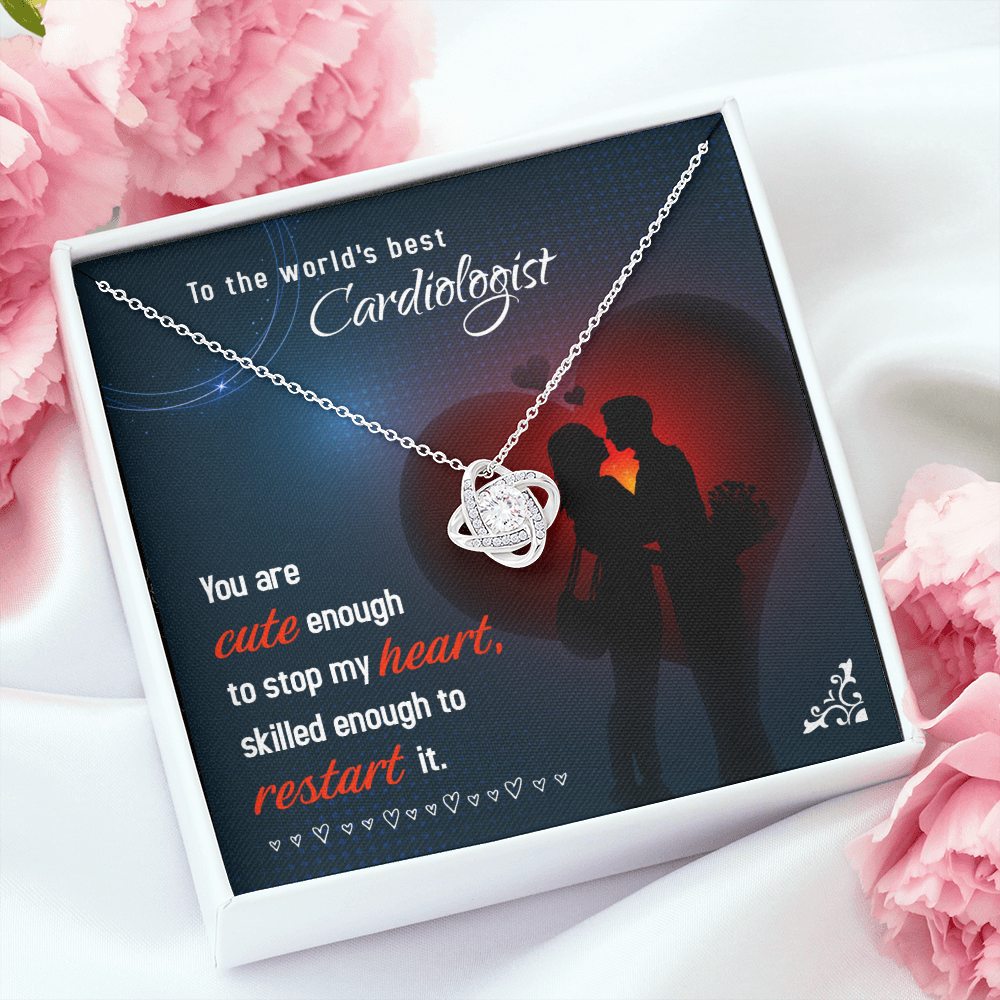 Cute Enough to Stop Healthcare Medical Worker Nurse Appreciation Gift Infinity Knot Necklace Message Card-Express Your Love Gifts